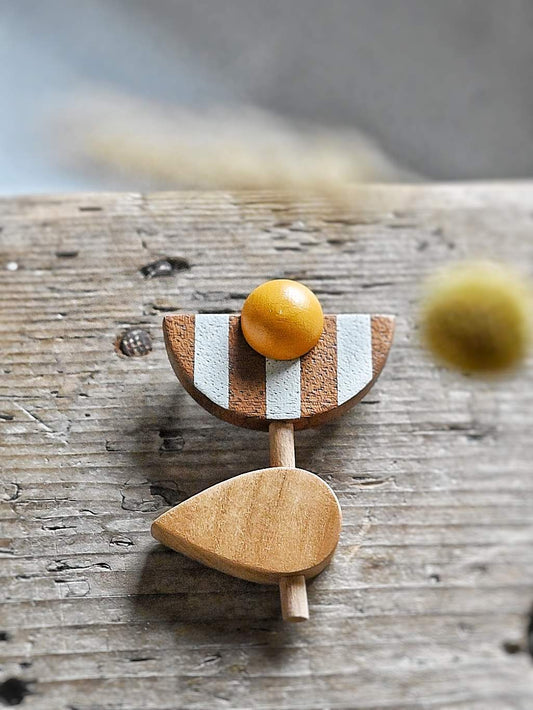 FLORY.GO- Spilla in legno dipinto- Strisce