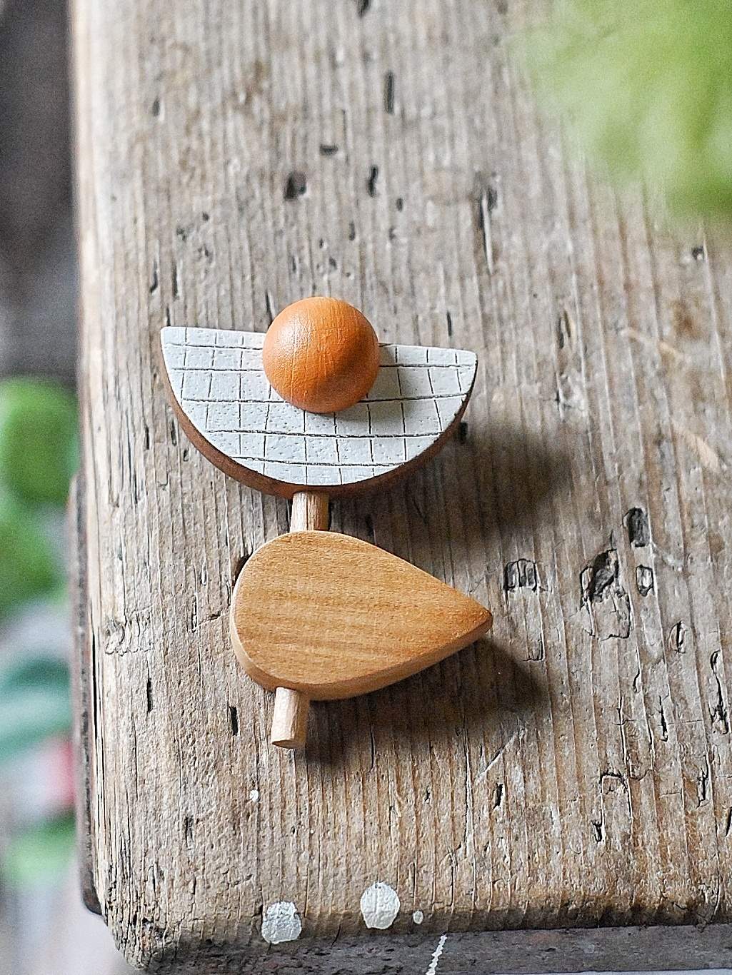 FLORY.GO- Spilla in legno dipinto- Arancione