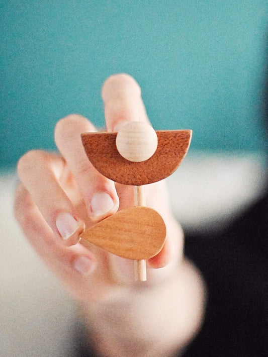 FLORY.GO- Spilla in legno-Naturale