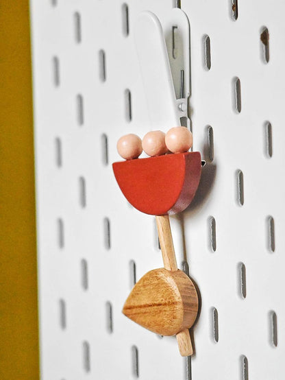 TULY.GO - Spilla in legno dipinto-Rosso burgundy